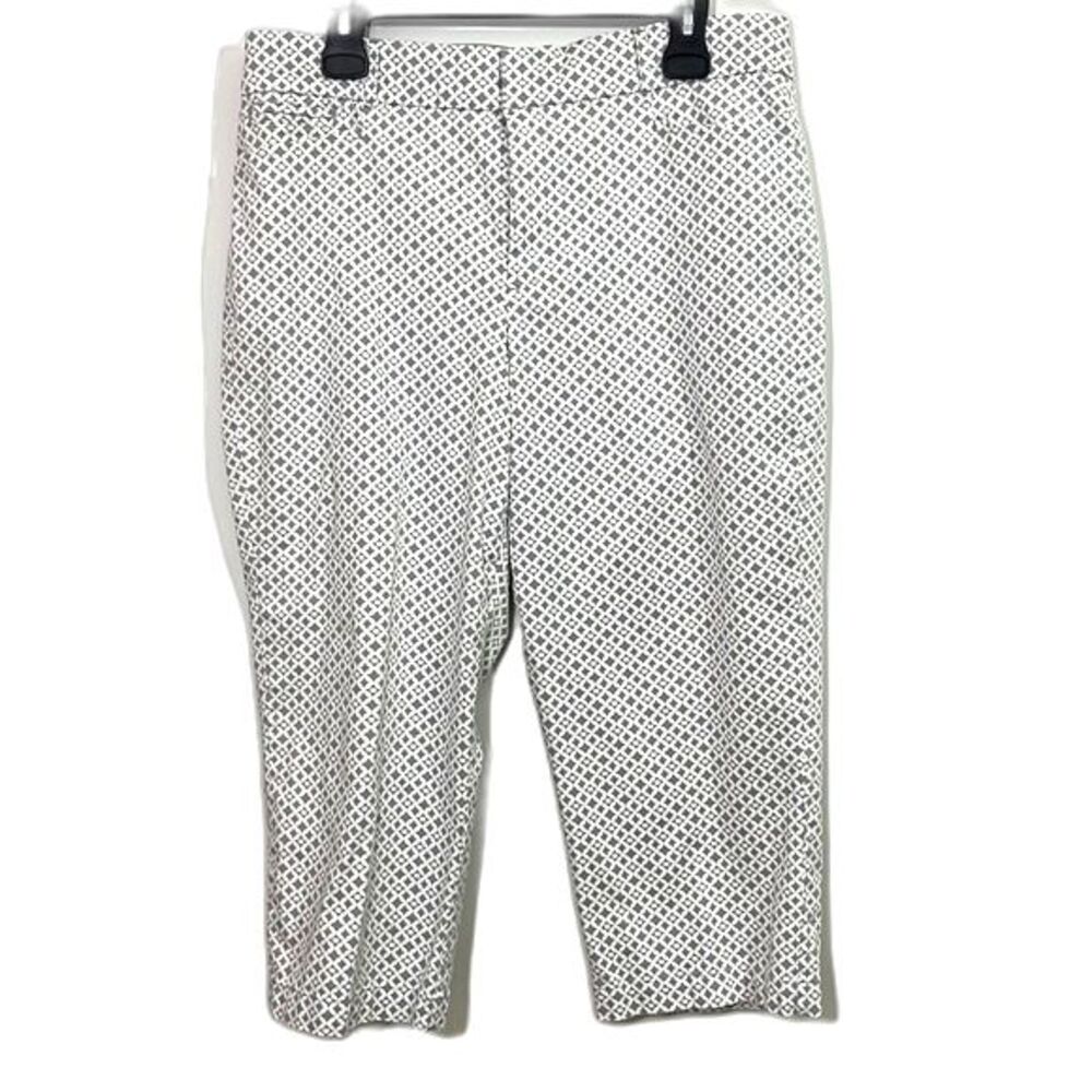 Gloria Vanderbilt Diamond Print Capri Golf Pants Gray White Size 12 - Picture 2 of 7